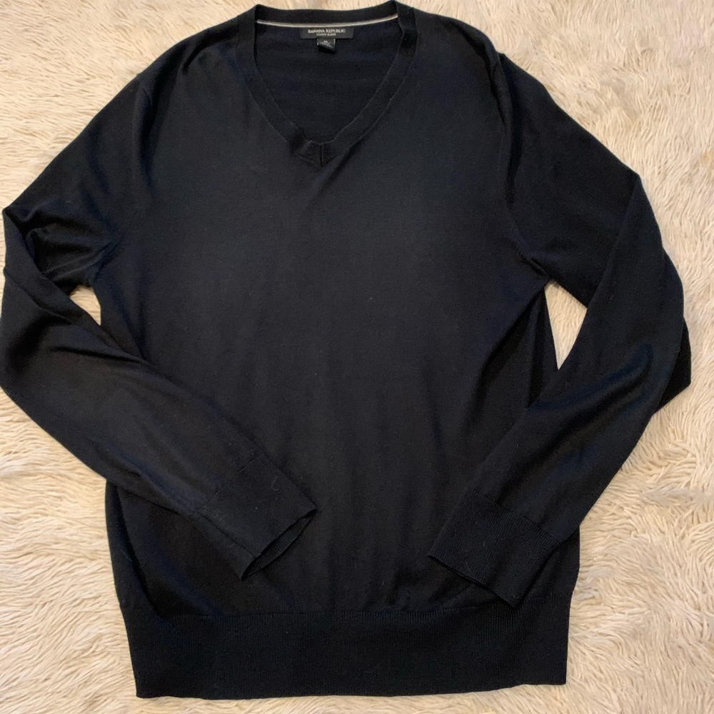Solid black banana republic sweater.